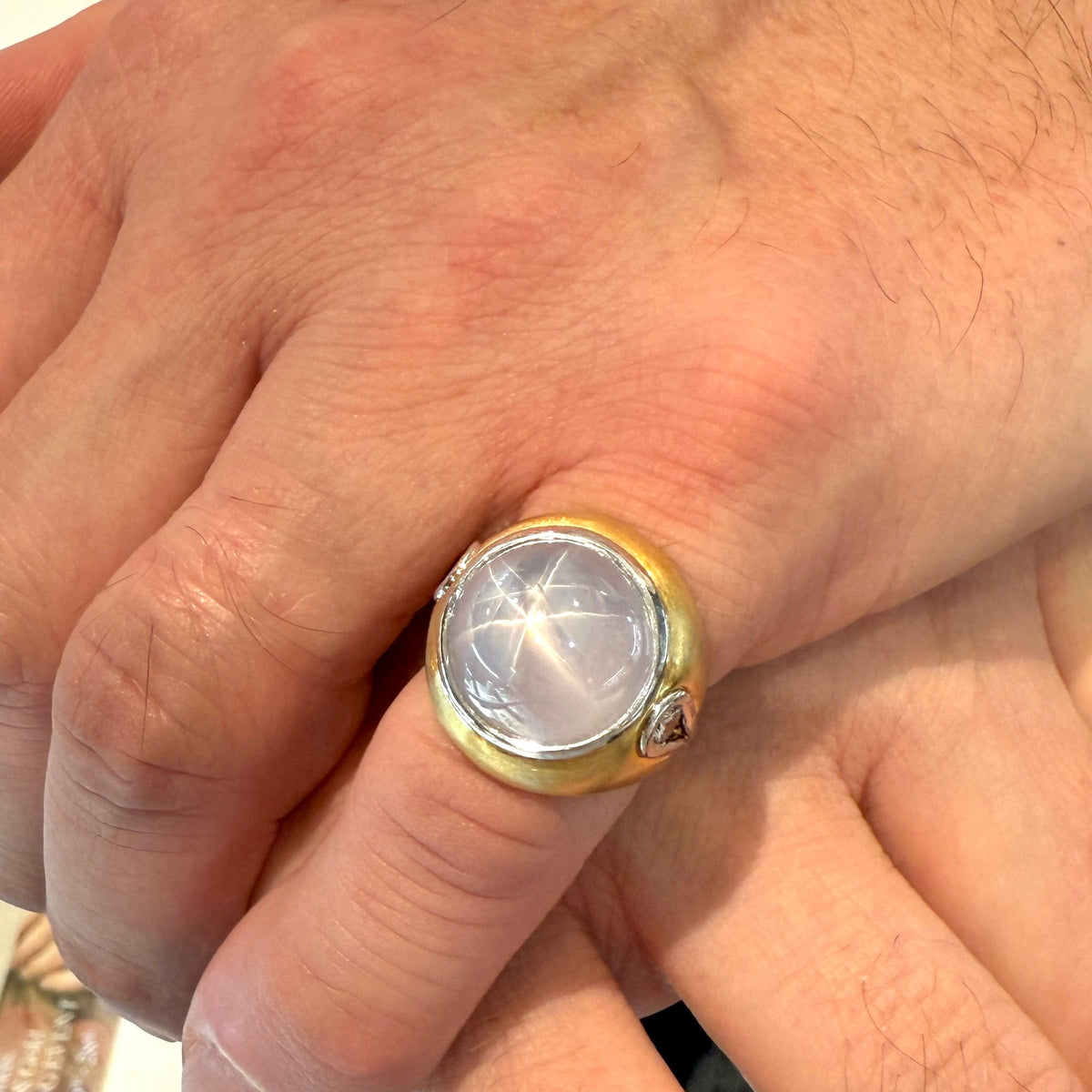 Men's Gray Star Sapphire Ring by Moses Street, SKU 800-05491, view 2 — Moses Jewelers