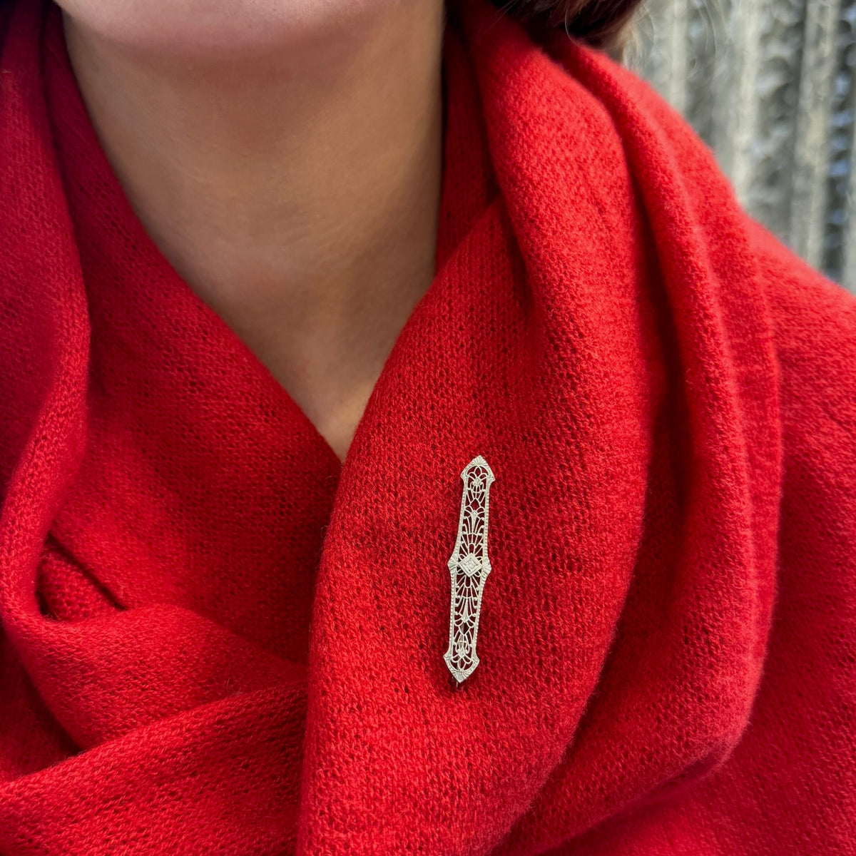 Art Deco Filigree Bar Pin Circa 1930 by Moses Street, SKU 800-05568, view 2 — Moses Jewelers