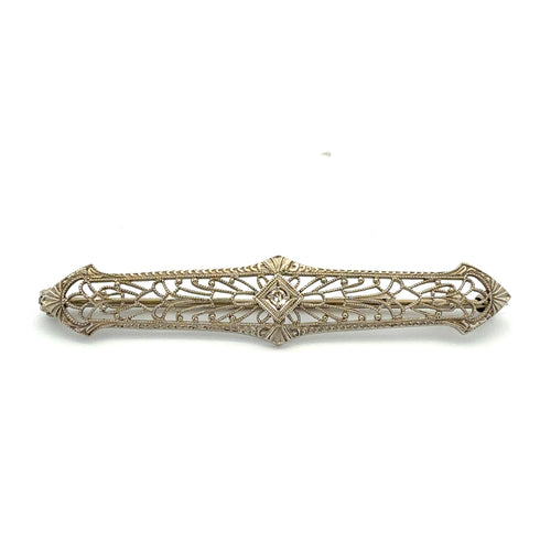 Art Deco Filigree Bar Pin Circa 1930 by Moses Street, SKU 800-05568, main view — Moses Jewelers