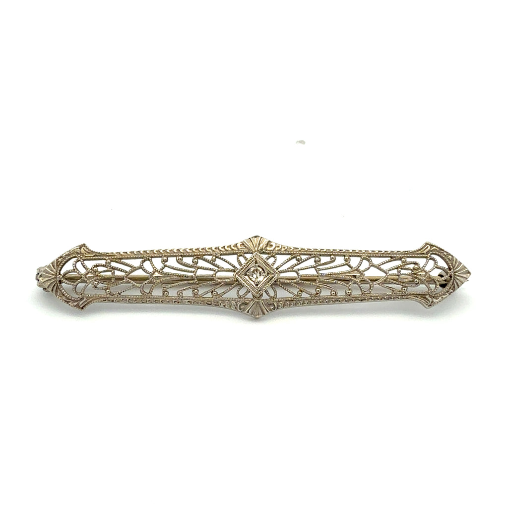 Art Deco Filigree Bar Pin Circa 1930