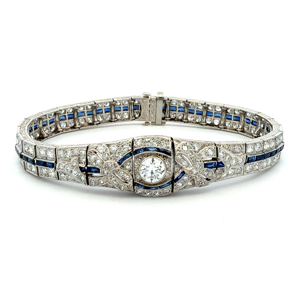 Art Deco Diamond & Blue Sapphire Bracelet