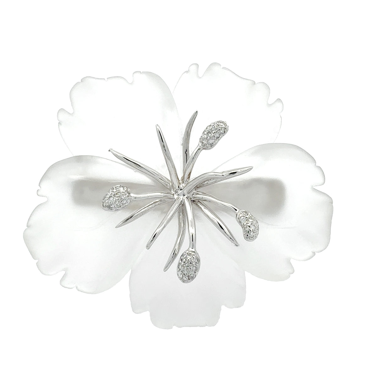 Handcarved Quartz Flower Pin