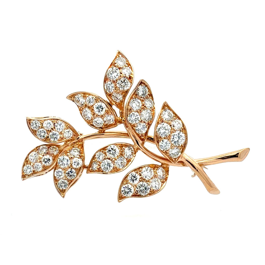 Diamond Leaf Pin Signed "Hammerman Brothers"