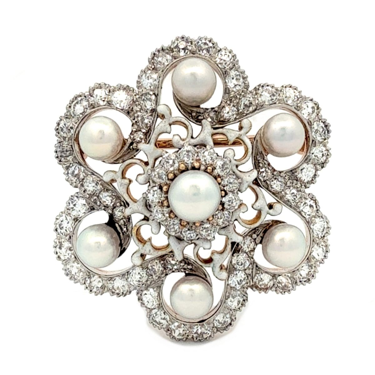 Edwardian Natural Pearl & Diamond Pin Pendant Circa 1910 by Moses Street, SKU 800-05615, main view — Moses Jewelers