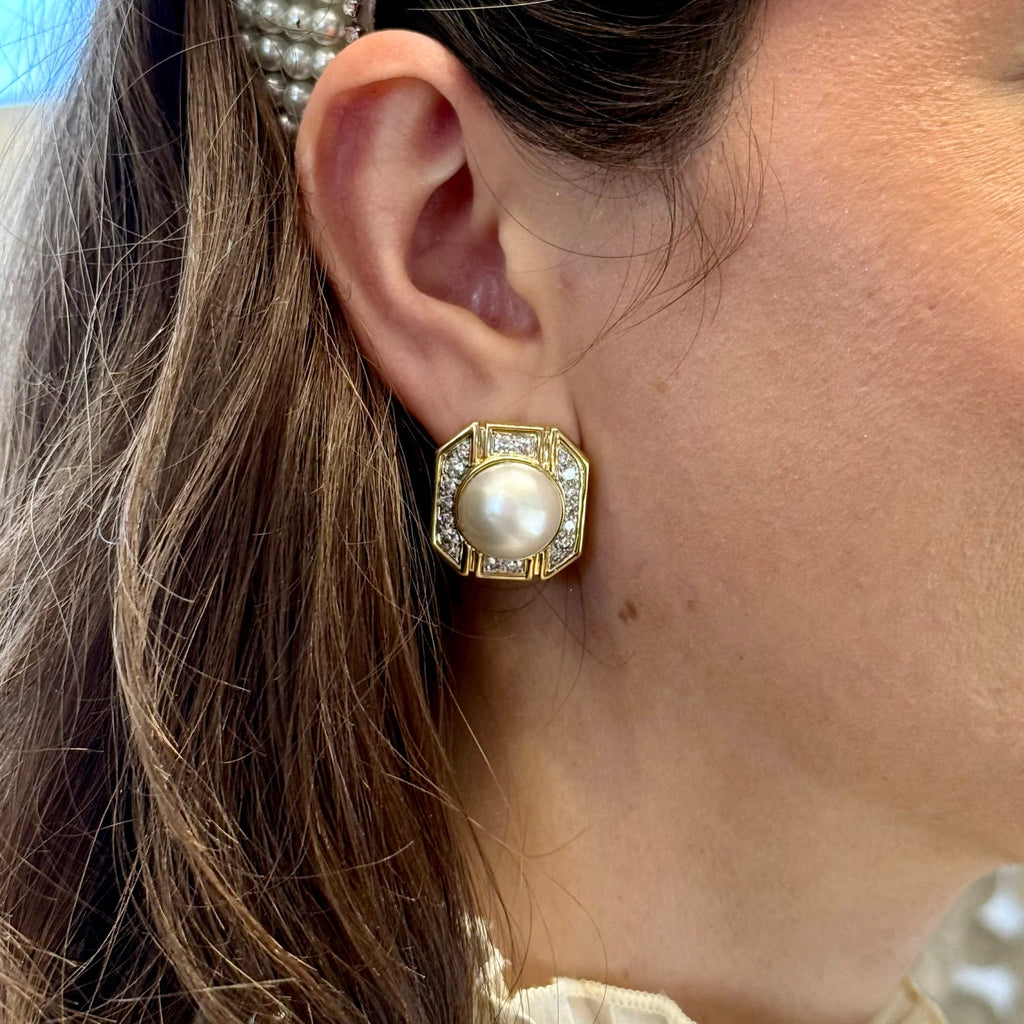 Mabe Pearl Earrings by Moses Street, SKU 800-05623, view 2 — Moses Jewelers