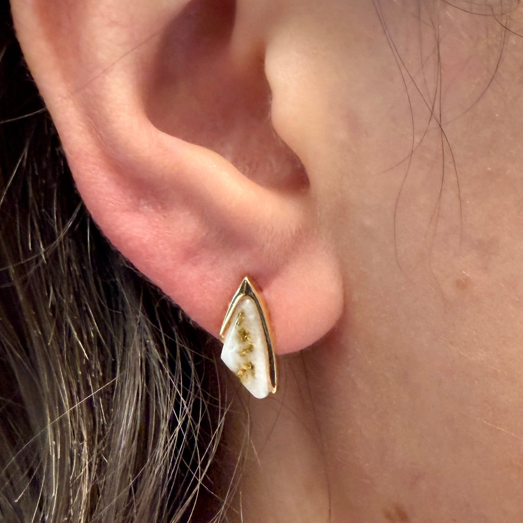 Gold-in-Quartz Earrings by Moses Street, SKU 800-05676, view 2 — Moses Jewelers