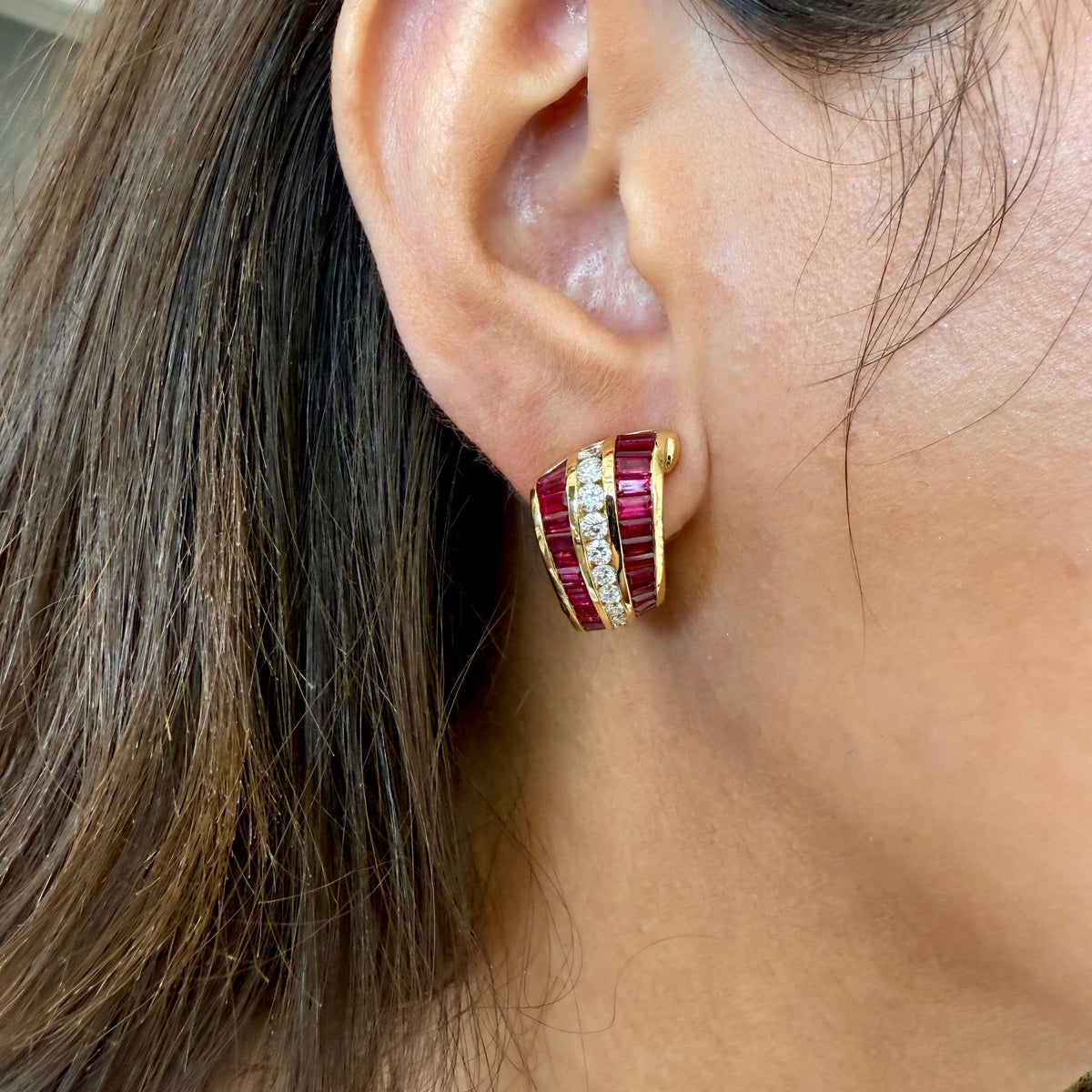 Diamond & Ruby Earrings Signed "C. Krypell" by Apex, SKU 800-05704, view 2 — Moses Jewelers