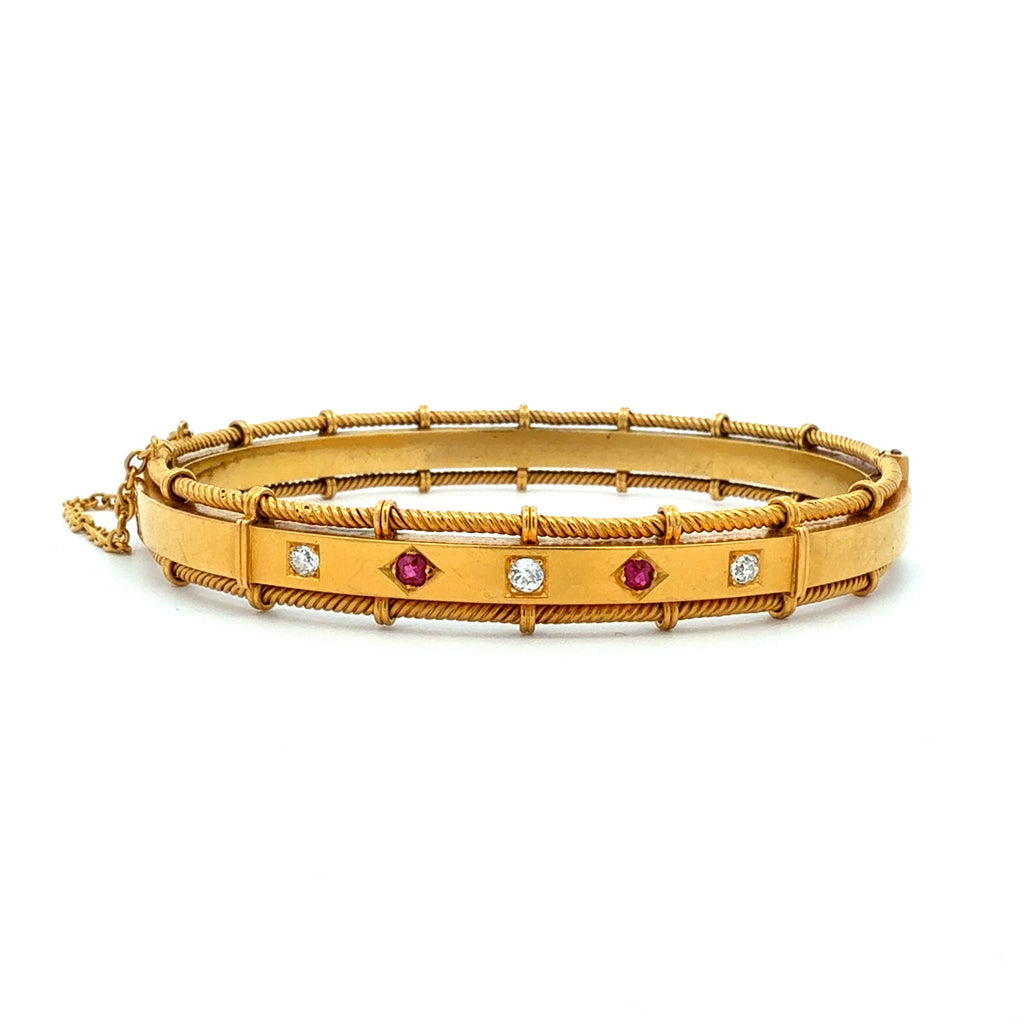 Victorian Ruby & Diamond Bangle Circa 1900 by World Resources II, SKU 800-05740, main view — Moses Jewelers
