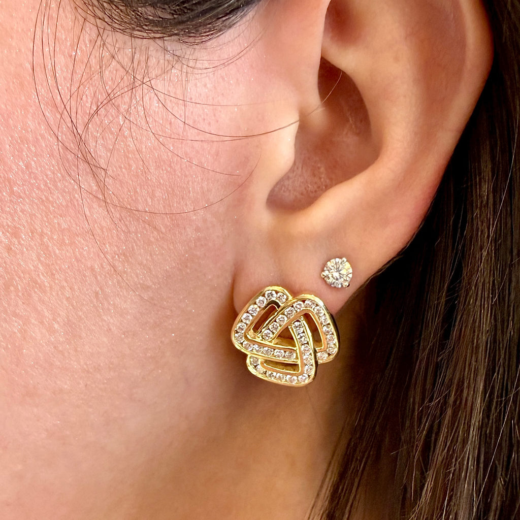 Celtic Knot Diamond Earrings by World Resources II, SKU 850-00001, view 2 — Moses Jewelers