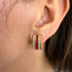 Ruby & Diamond J-Hoop Earrings by World Resources II, SKU 800-05743, view 2 — Moses Jewelers