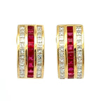 Ruby & Diamond J-Hoop Earrings by World Resources II, SKU 800-05743, main view — Moses Jewelers