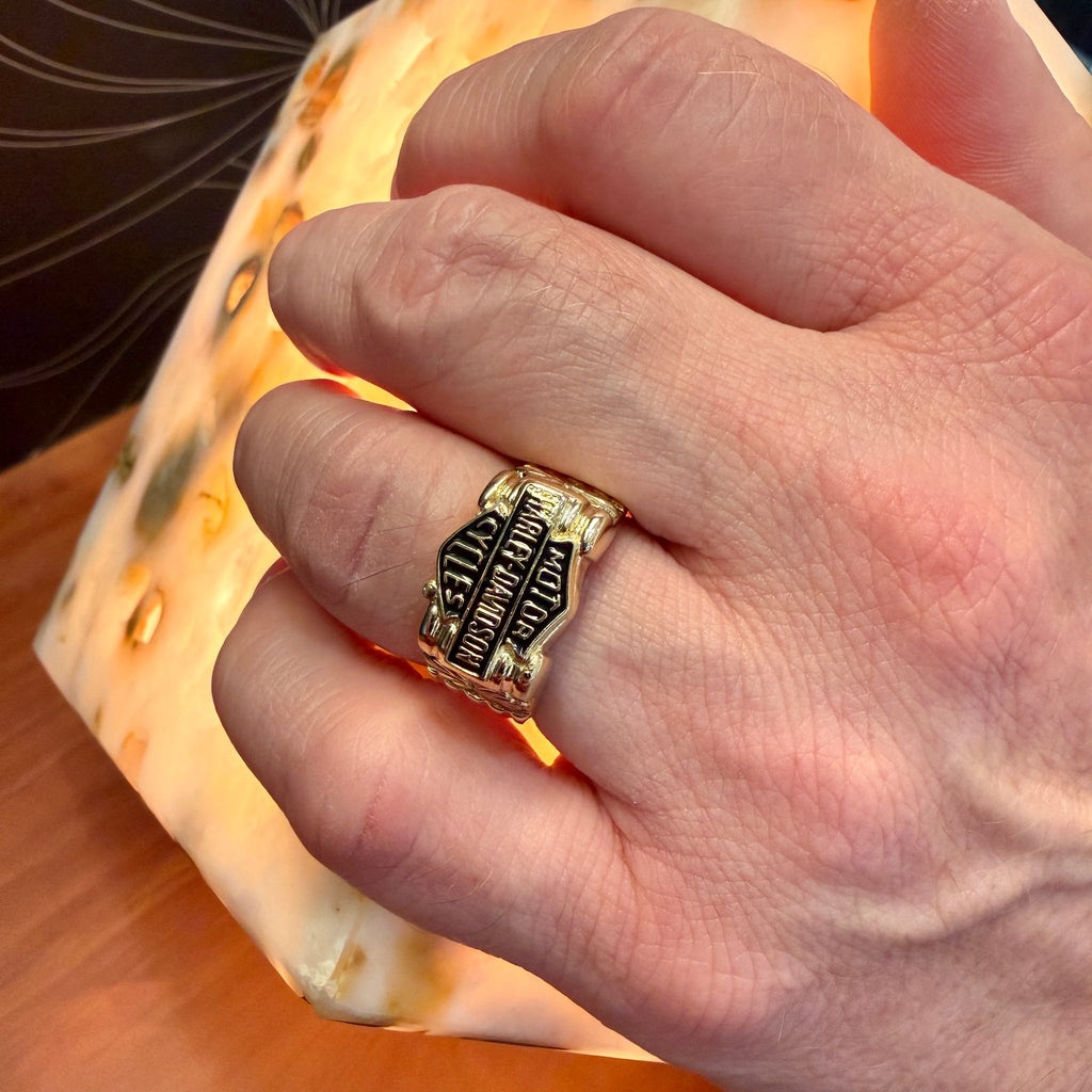 Black Hills Gold Harley Davidson Ring Signed "Stamper" by Moses Street, SKU 800-05773, view 3 — Moses Jewelers