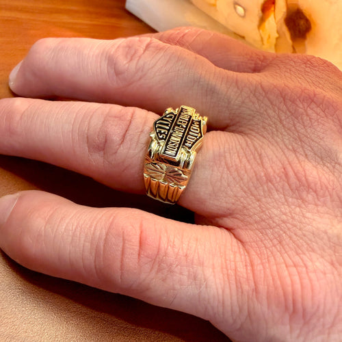Black Hills Gold Harley Davidson Ring Signed "Stamper" by Moses Street, SKU 800-05773, view 2 — Moses Jewelers