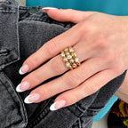 3 Row Diamond Nutmeg Ring Signed "Gumuchian"
