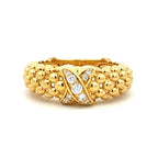 "X" Caviar Diamond Ring Signed "Lagos"