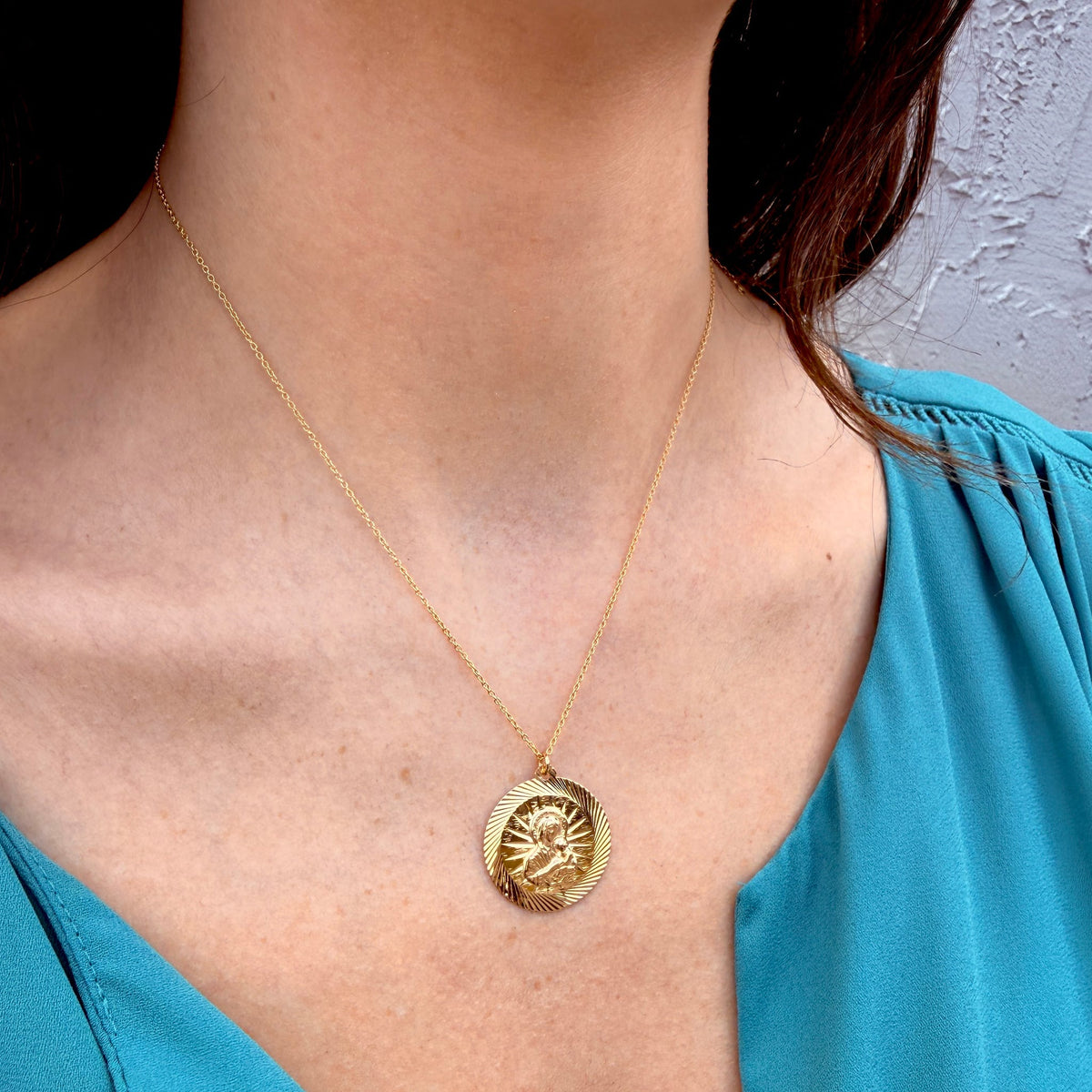 Madonna & Child Medal Necklace by Moses Street, SKU 800-05813, view 2 — Moses Jewelers