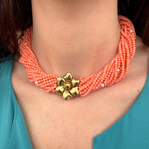 Coral Torsade Necklace by Moses Street, SKU 800-05815, view 2 — Moses Jewelers