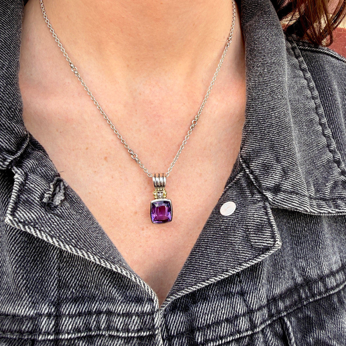 Caviar Amethyst Necklace Signed "Lagos"