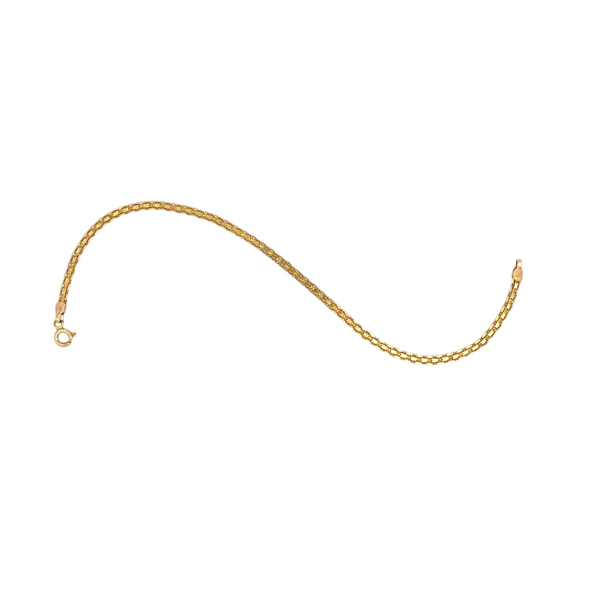 A gold rope chain necklace with a lobster clasp and a small oval charm, displayed on a clean white background.