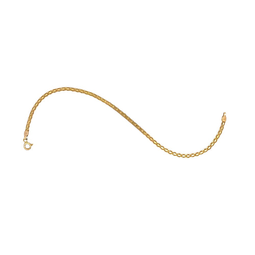 A gold rope chain necklace with a lobster clasp and a small oval charm, displayed on a clean white background.