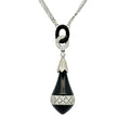 Art Deco Inspired Black Onyx & Diamond Drop Necklace