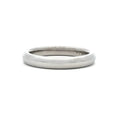 A minimalist, polished silver band ring with a subtle textured finish, shown on a clean white background.