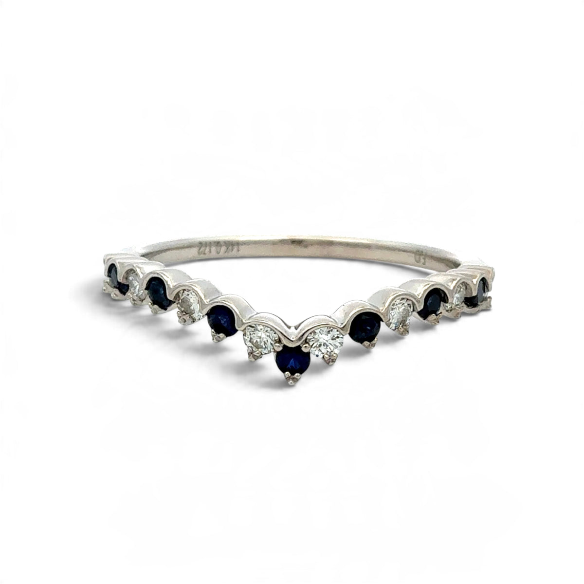 Sapphire & Diamond "V" Wedding Band