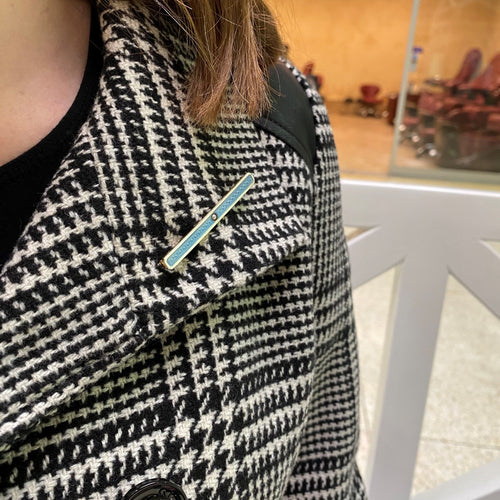 Blue Enamel Bar Pin by Excalibur, SKU 800-00878, view 2 — Moses Jewelers