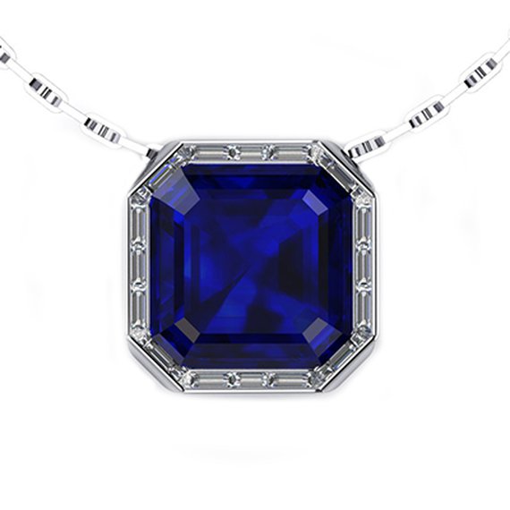 Custom basketweave sapphire ring, front view — Moses Jewelers