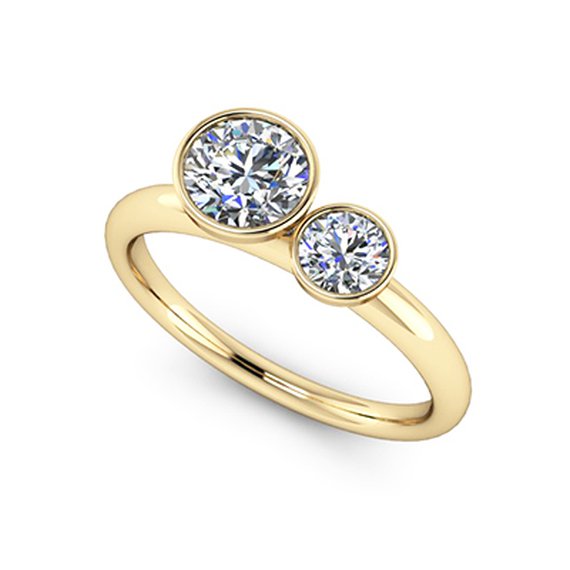 Custom yellow gold two-diamond ring — Moses Jewelers